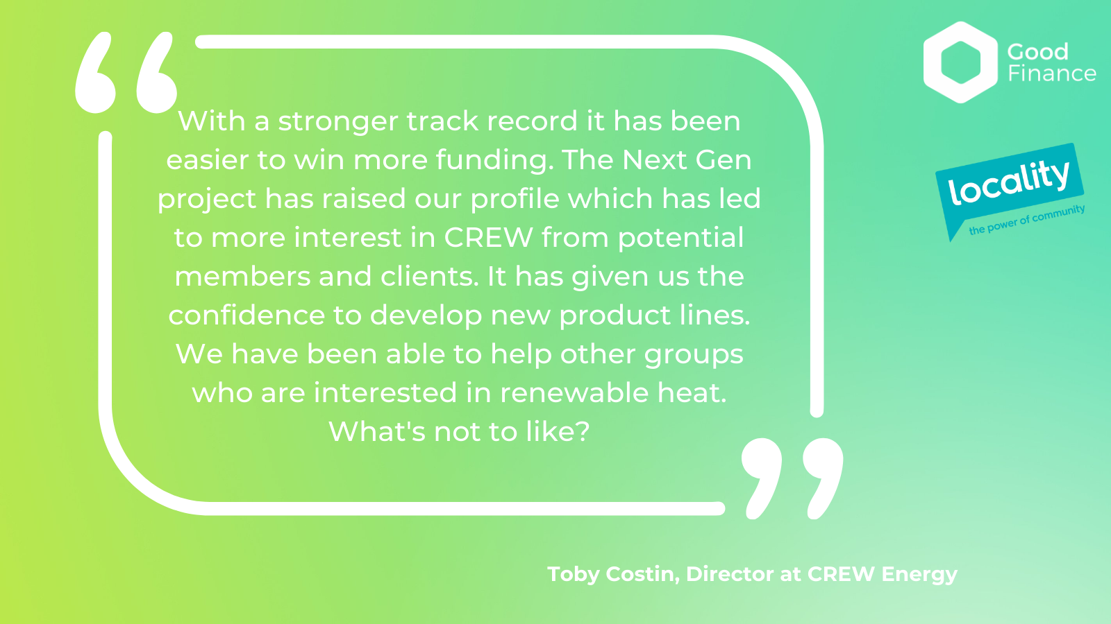 Quote from Toby Costin, CREW Energy