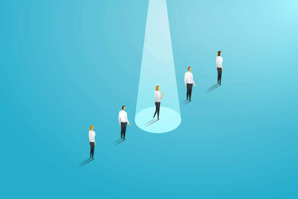 A group of people with centred figured spotlighted