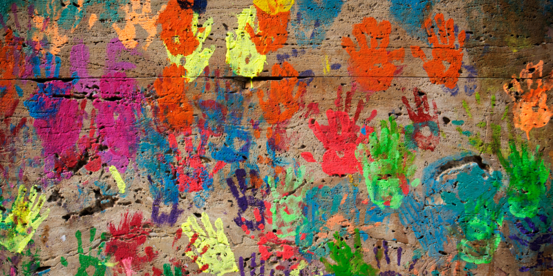 Handprints on wall