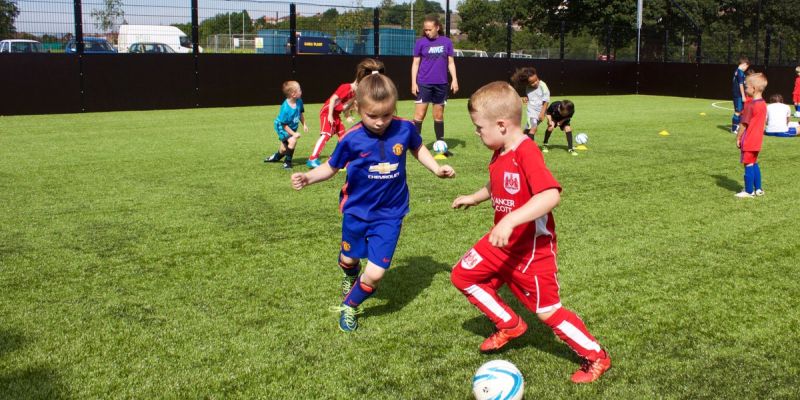 Children playing football