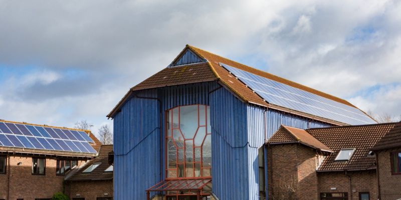 Wolverton Communtiy Energy - outside of a building with solar panels on